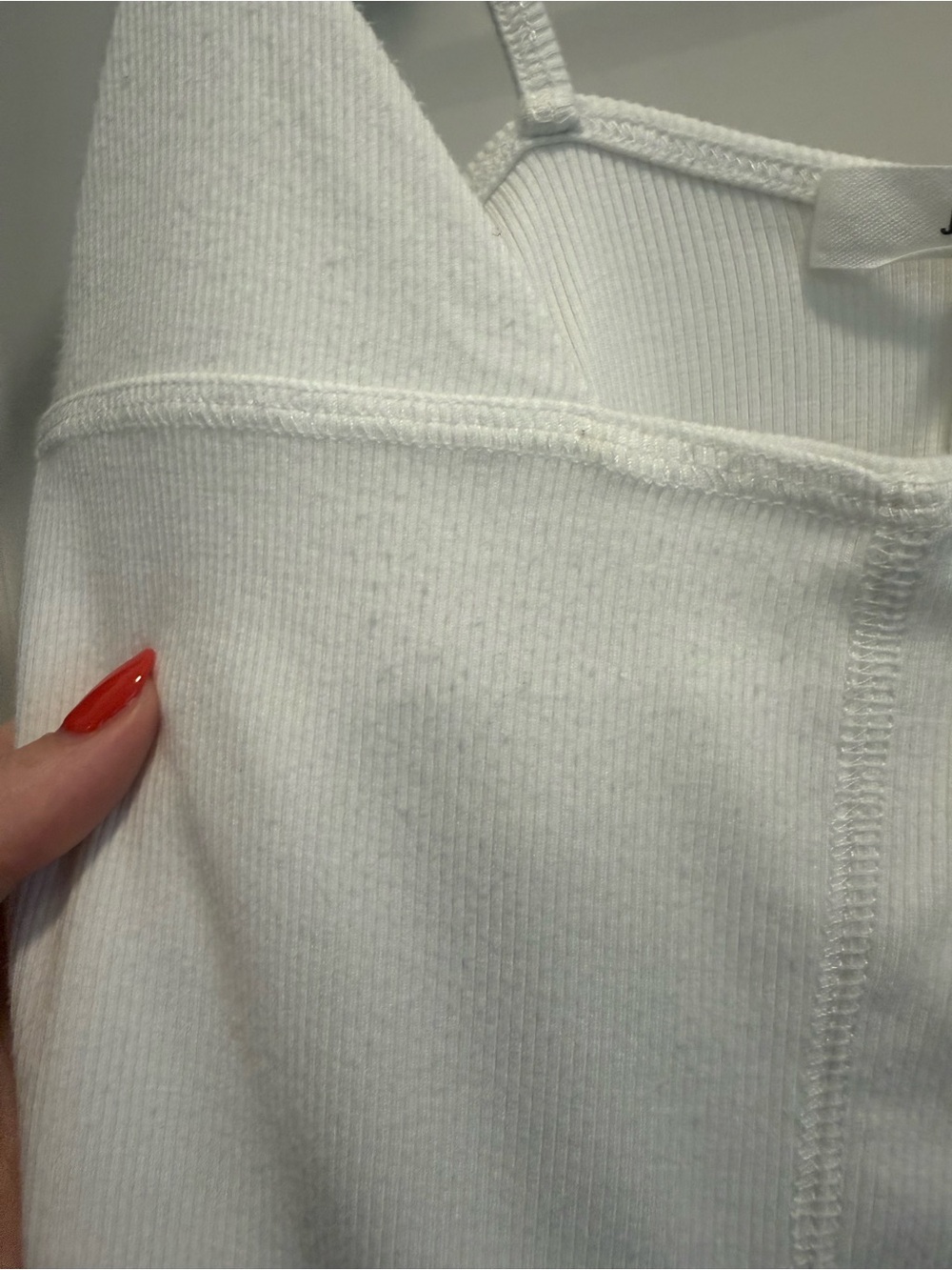 Joah brown White Ribbed Triangle cut tank crop Top - Women's - Picture 3 of 4